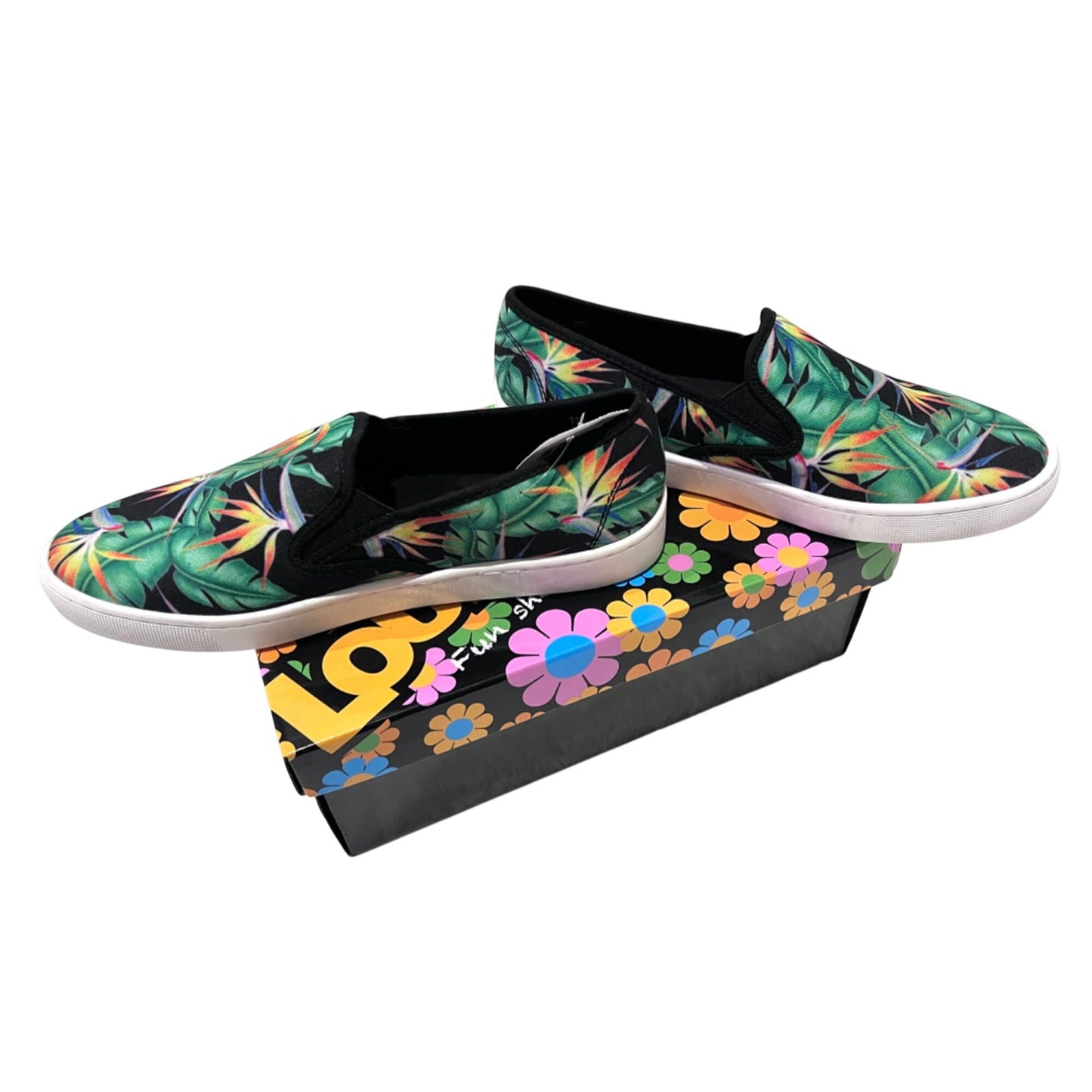 Loudmouth Womens San Borabora Slip-On Shoes Size 6 With Tropical Print & Original Box
