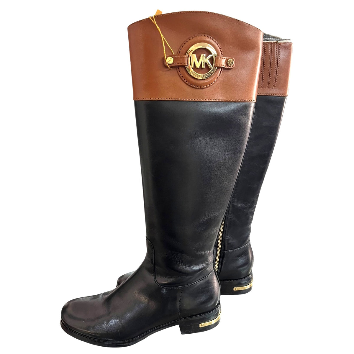 Michael Kors Black & Brown Leather Riding Boots Size 7M
