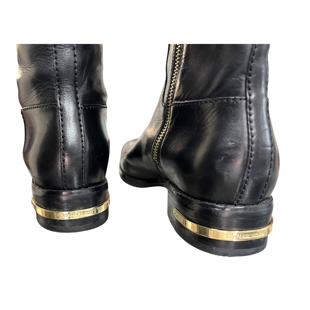 Michael Kors Black & Brown Leather Riding Boots Size 7M