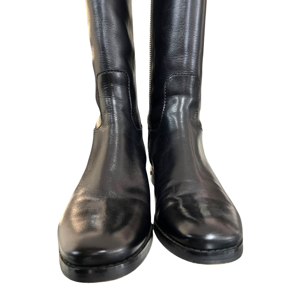 Michael Kors Black & Brown Leather Riding Boots Size 7M