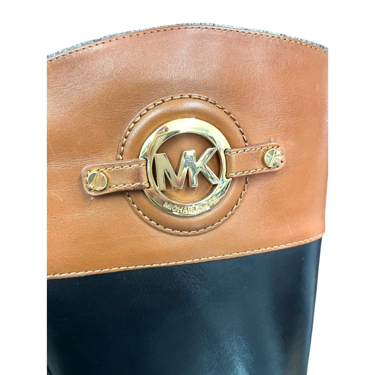 Michael Kors Black & Brown Leather Riding Boots Size 7M