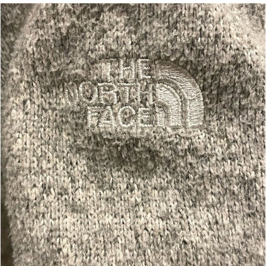 The North Face Womens XS Crescent Sunshine Knit Pullover Hoodie Gray Button Accents