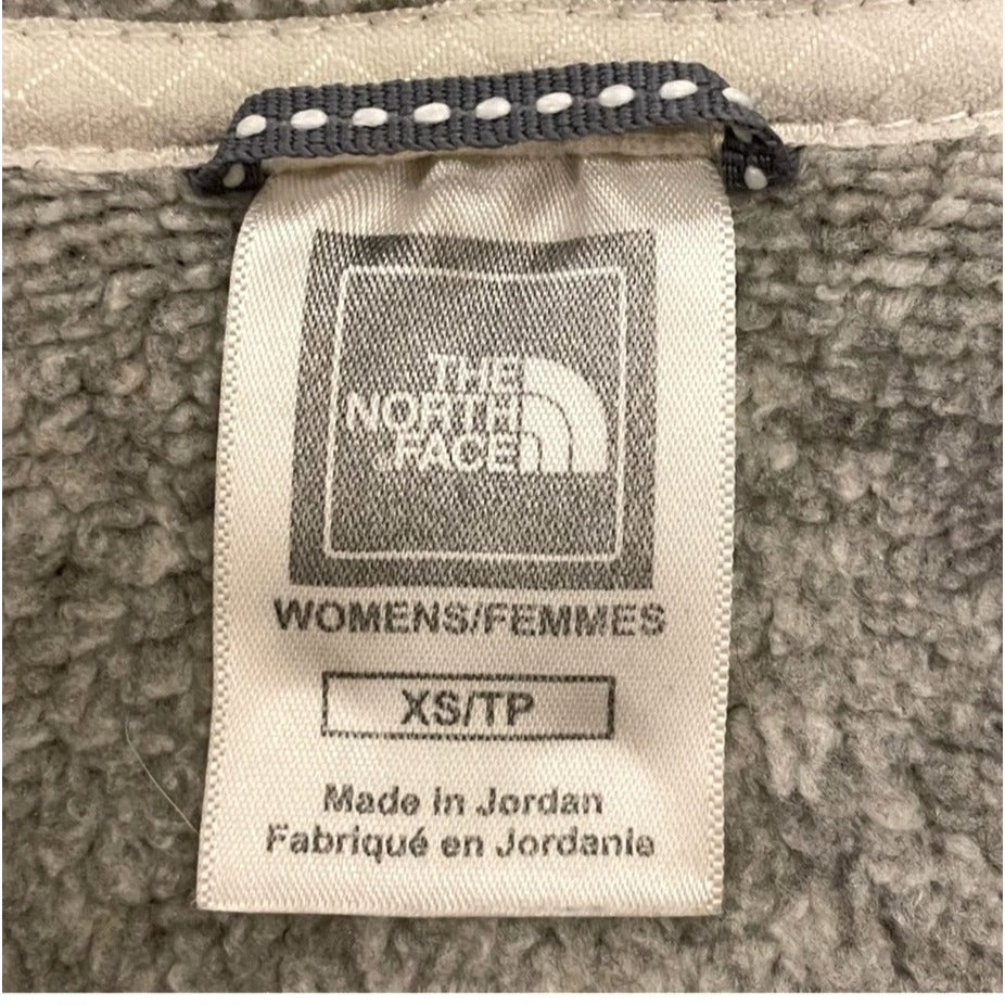The North Face Womens XS Crescent Sunshine Knit Pullover Hoodie Gray Button Accents