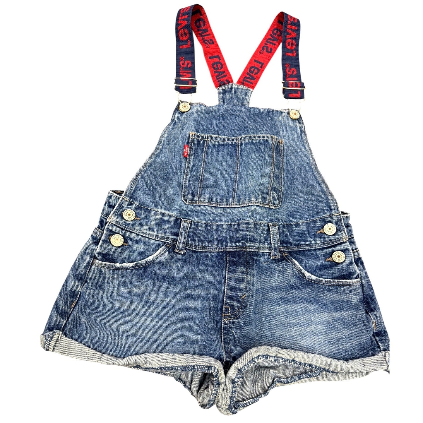 Levi's Denim Shortall's With Logo Suspenders - Size 12 Regular MSRP $50