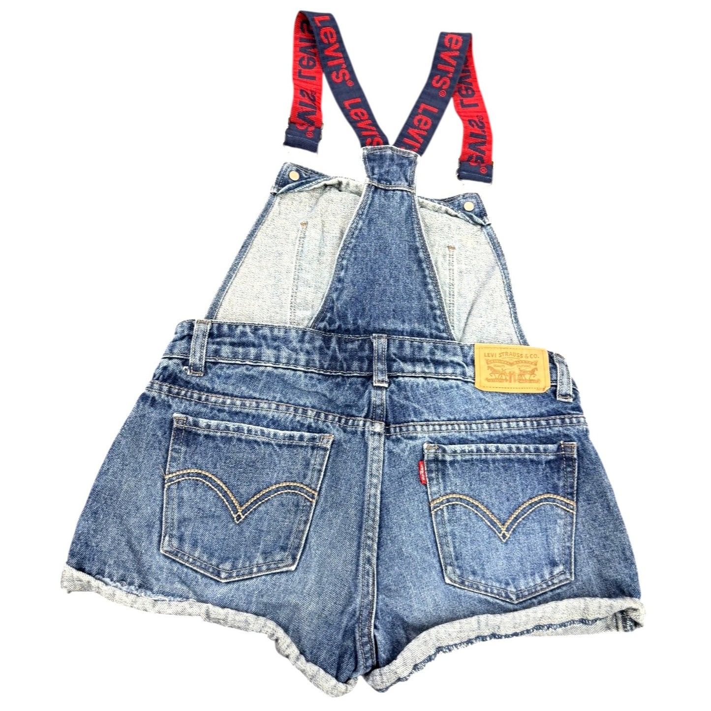 Levi's Denim Shortall's With Logo Suspenders - Size 12 Regular MSRP $50
