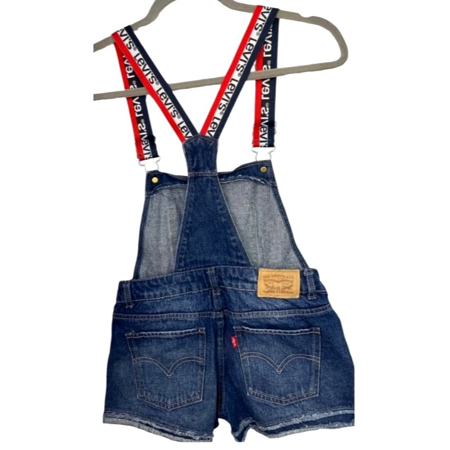 Levi's Denim Shortall's With Logo Suspenders - Size 12 Regular MSRP $50