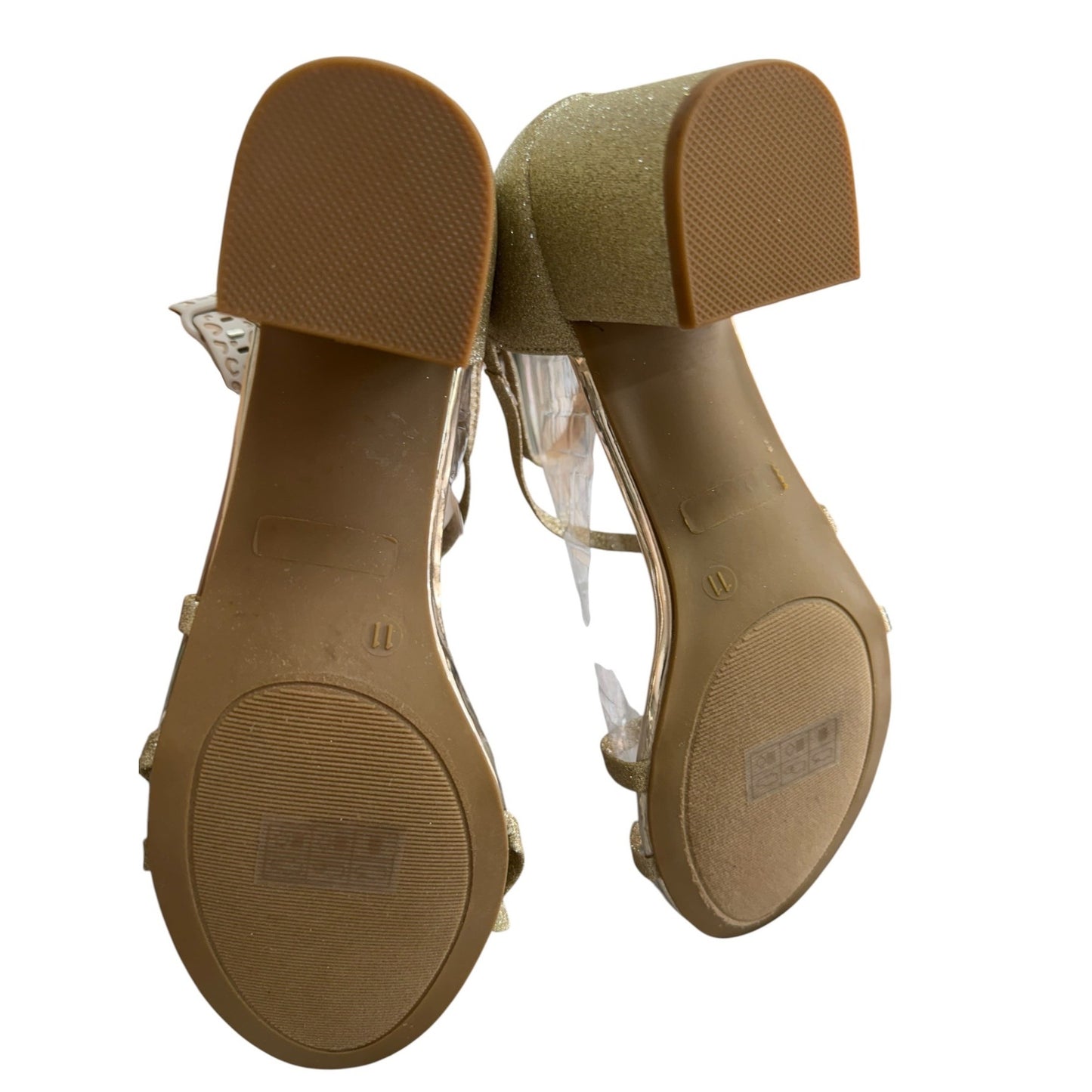 Gold Glitter Strappy Block Heel Sandals By Journee Collection SZ 8.5