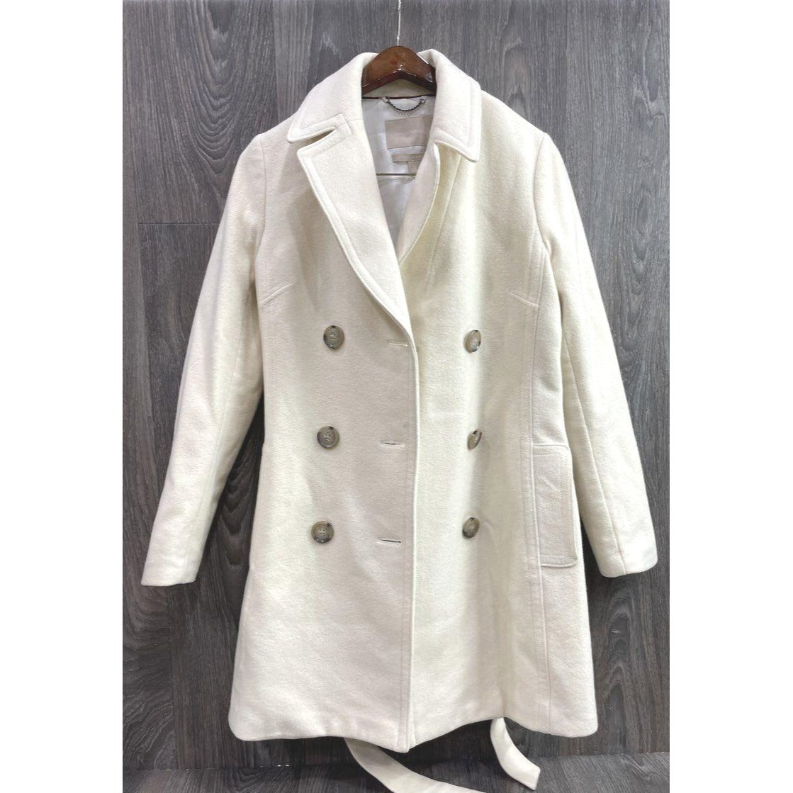Banana Republic Womens Ivory Double-Breasted Wool Blend Coat S