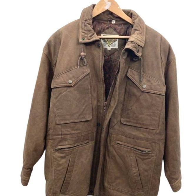 Phase 2 Men's Tan Suede Jacket With Paisley Lining Size M