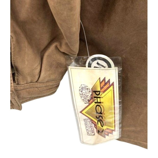 Phase 2 Men's Tan Suede Jacket With Paisley Lining Size M