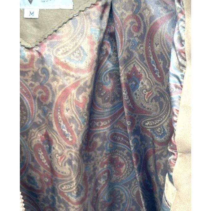 Phase 2 Men's Tan Suede Jacket With Paisley Lining Size M