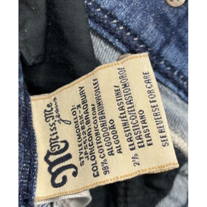 Miss Me Women's Dark Wash Blue Denim Jeans Size 28 With Embellished Pockets