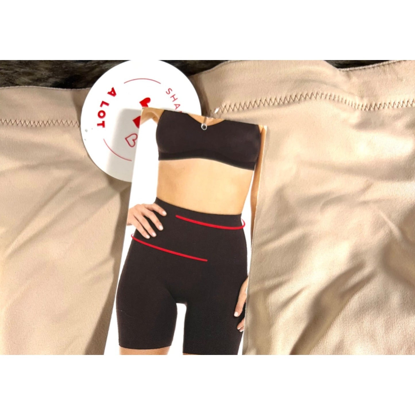 Assets By Spanx Shaping Mid-Thigh Short SZ L Pure Beige Nylon Blend