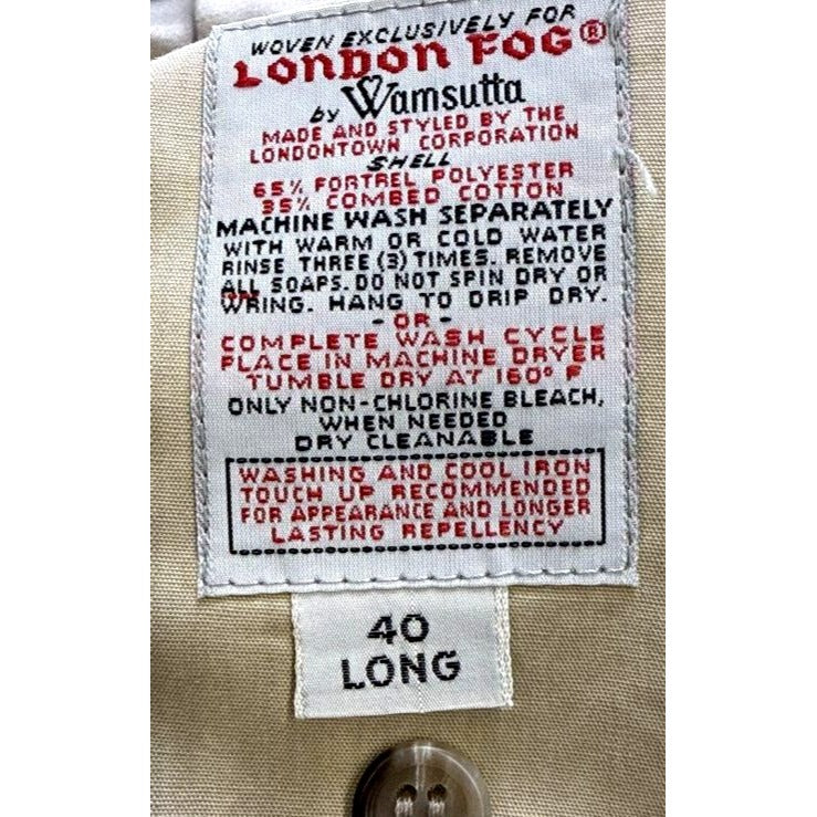 London Fog Tan Trench Coat Size 40 Long