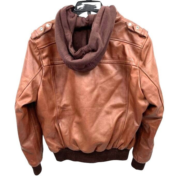 Brown Real Leather Bomber Jacket Size 3XL