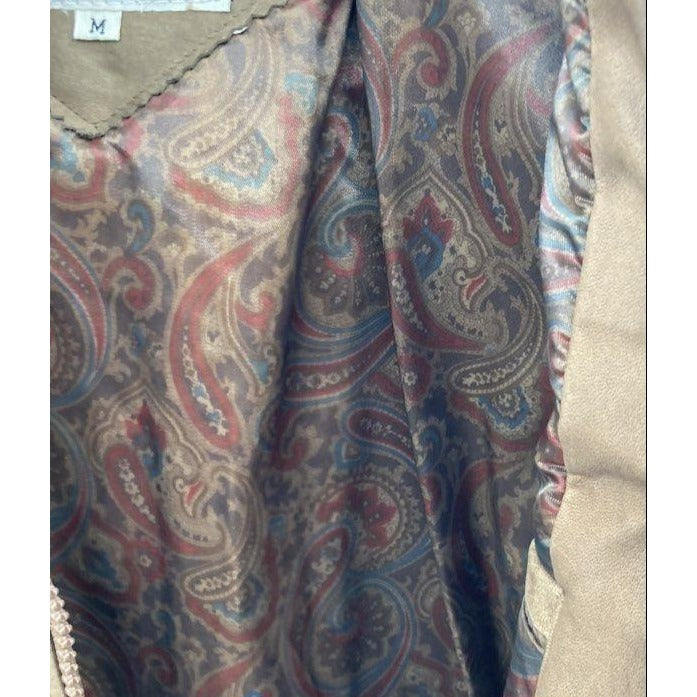 Phase 2 Mens Brown Leather Jacket With Paisley Lining Sz Medium NWT