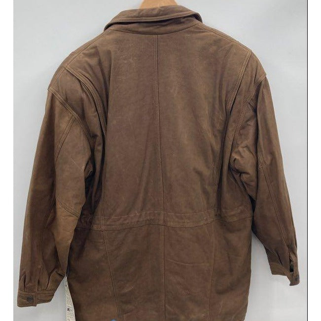 Phase 2 Mens Brown Leather Jacket With Paisley Lining Sz Medium NWT