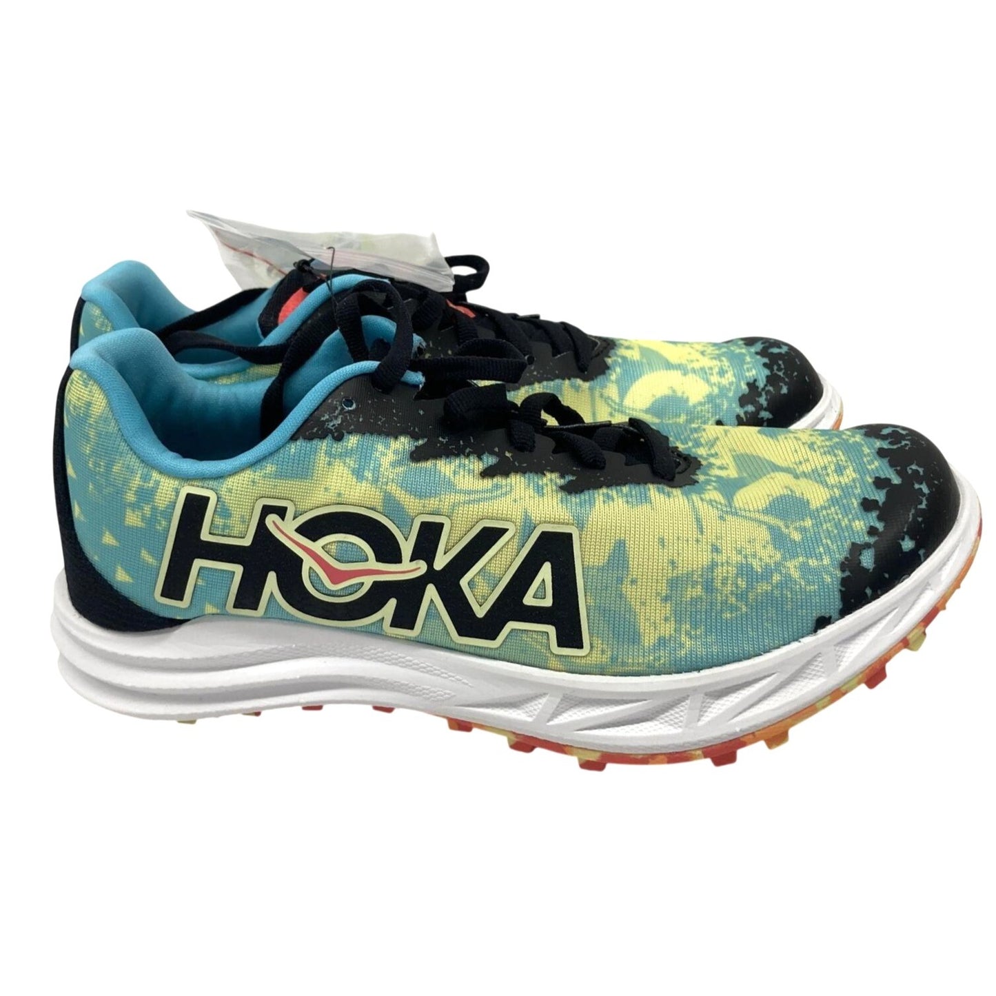 Hoka One Running Shoes Men's Sz 10 Vibrant Yellow Blue Spiked Sole Cleats