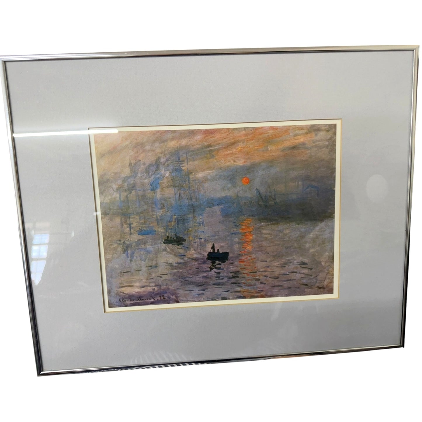 Impression, Sunrise 1872 Print By Claude Monet Signed. Framed.