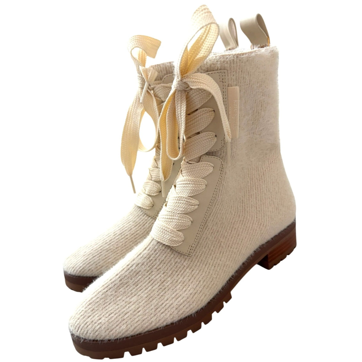 Kate Spade New York Merigue Fuzzy Combat Boots Size 6.5 NWOB