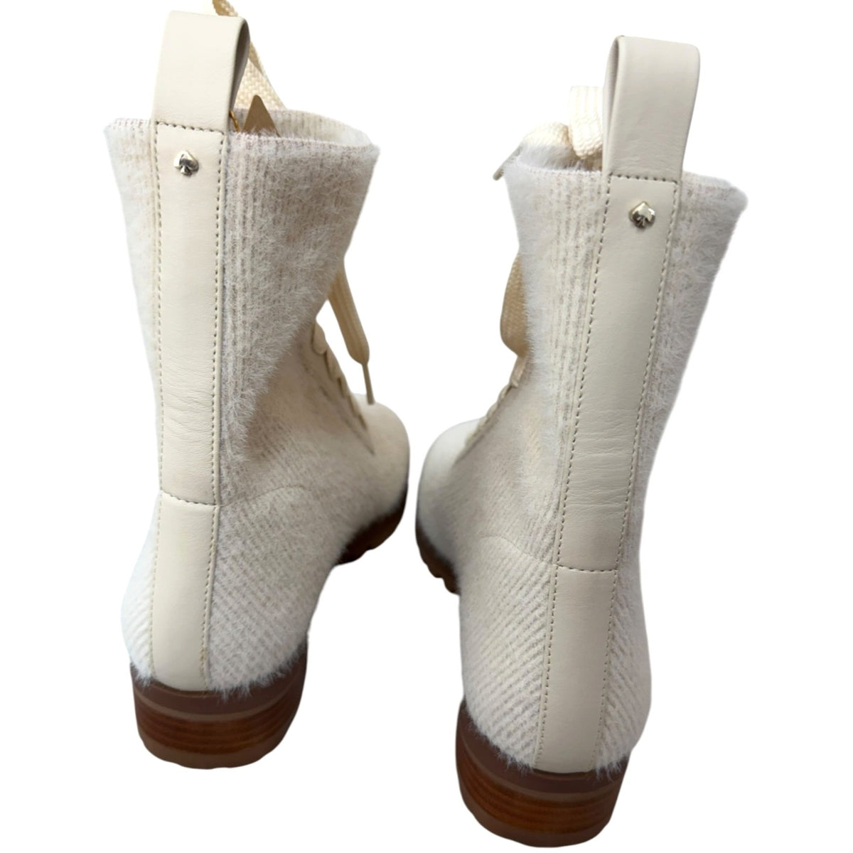 Kate Spade New York Merigue Fuzzy Combat Boots Size 6.5 NWOB