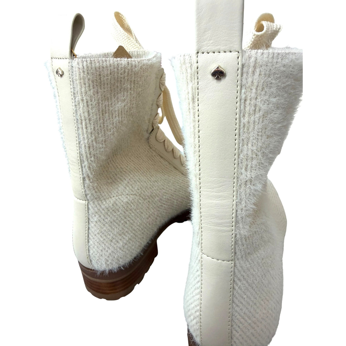 Kate Spade New York Merigue Fuzzy Combat Boots Size 6.5 NWOB