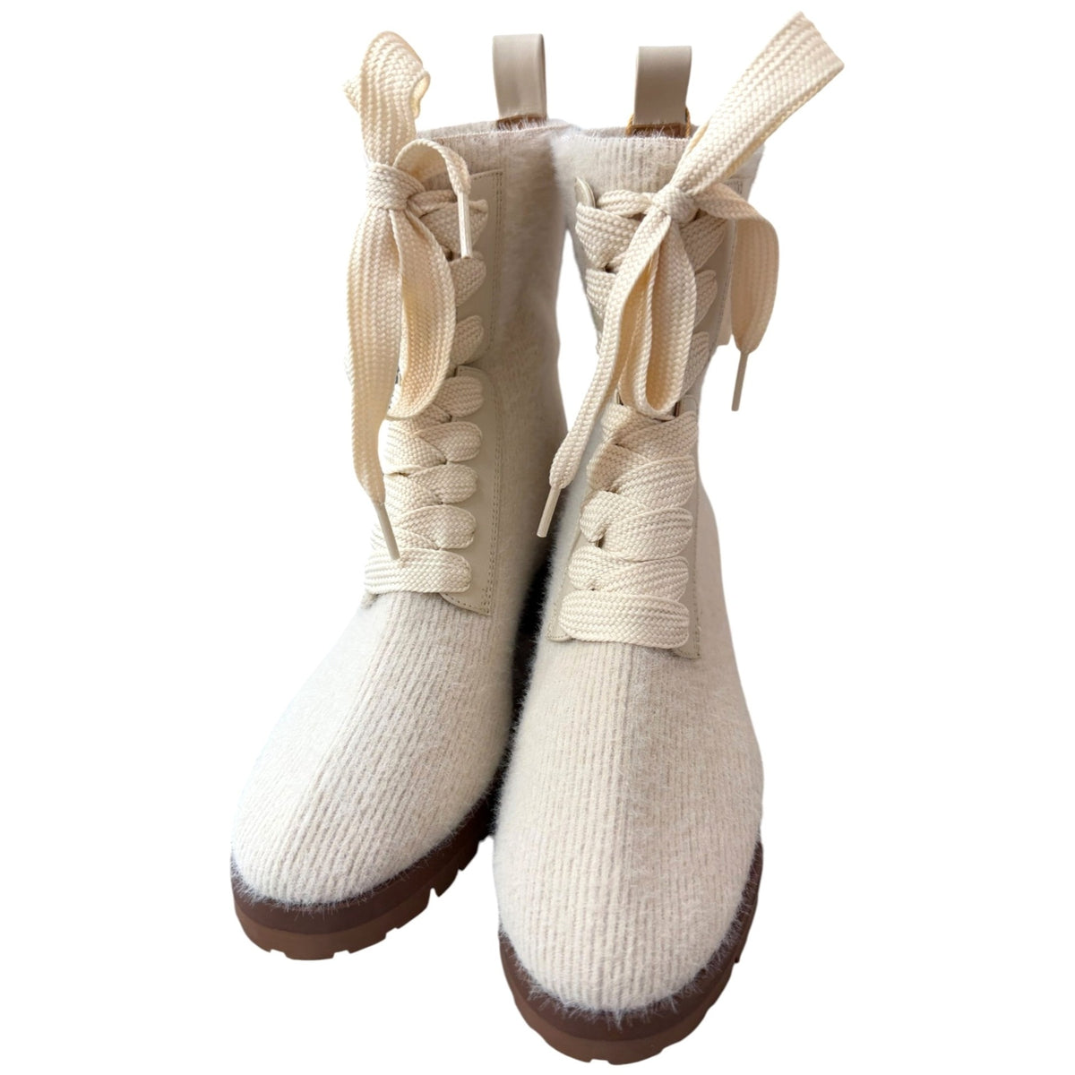 Kate Spade New York Merigue Fuzzy Combat Boots Size 6.5 NWOB