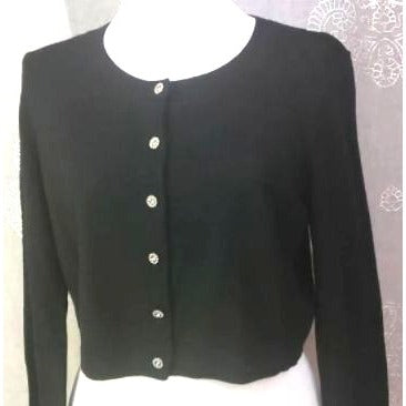 Talbots Black Merino Wool Jeweled Sweater  Size P