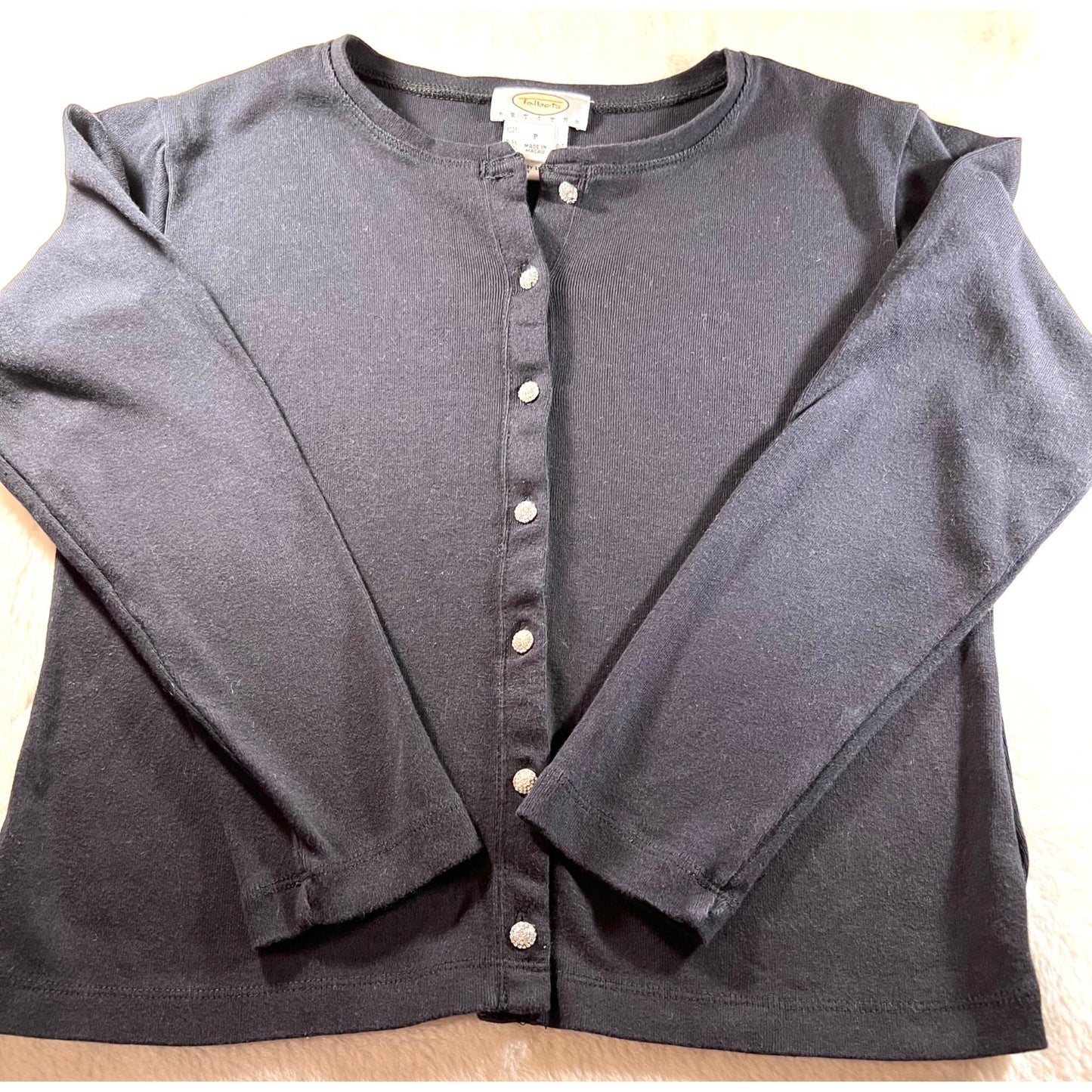 Talbots Black Merino Wool Jeweled Sweater  Size P