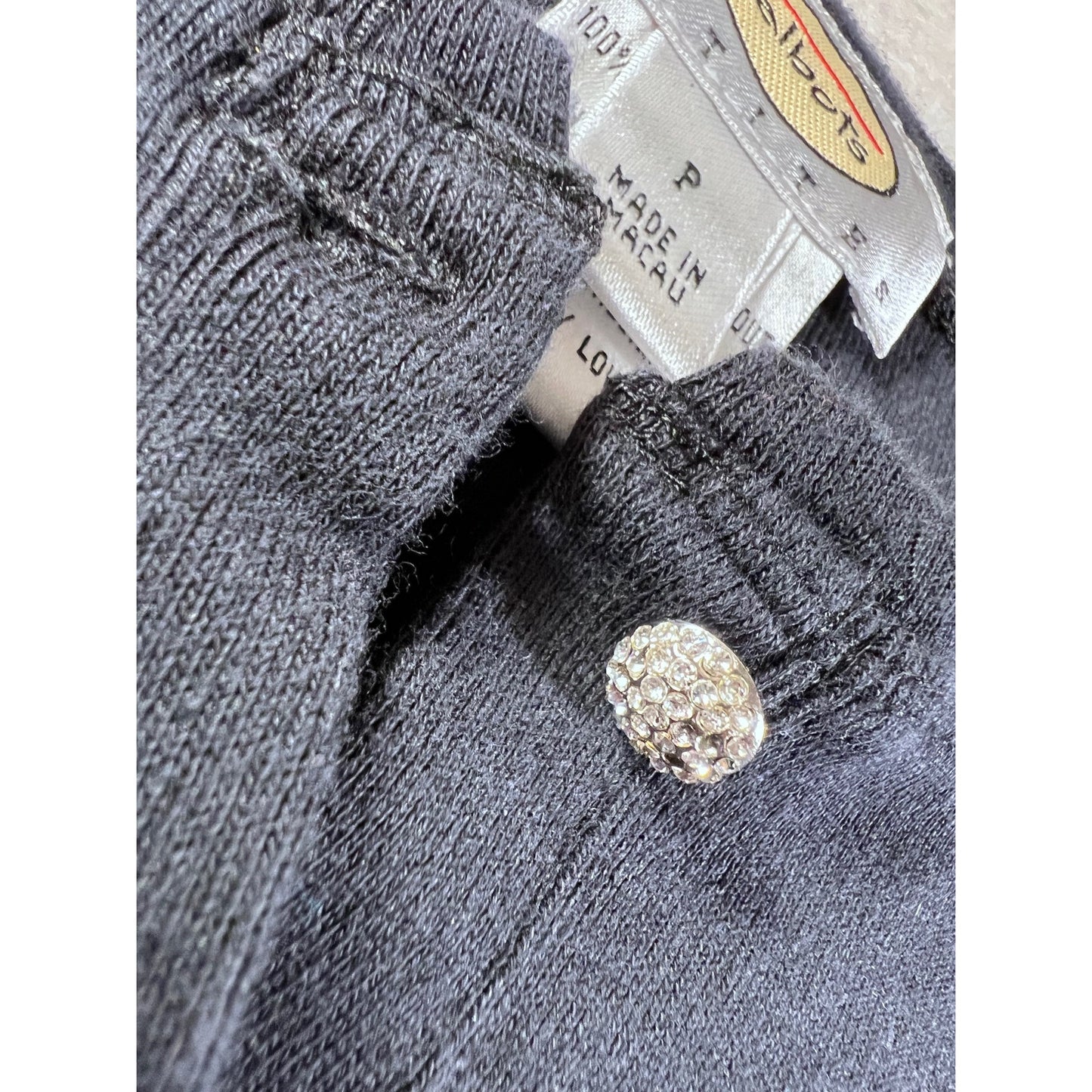 Talbots Black Merino Wool Jeweled Sweater  Size P