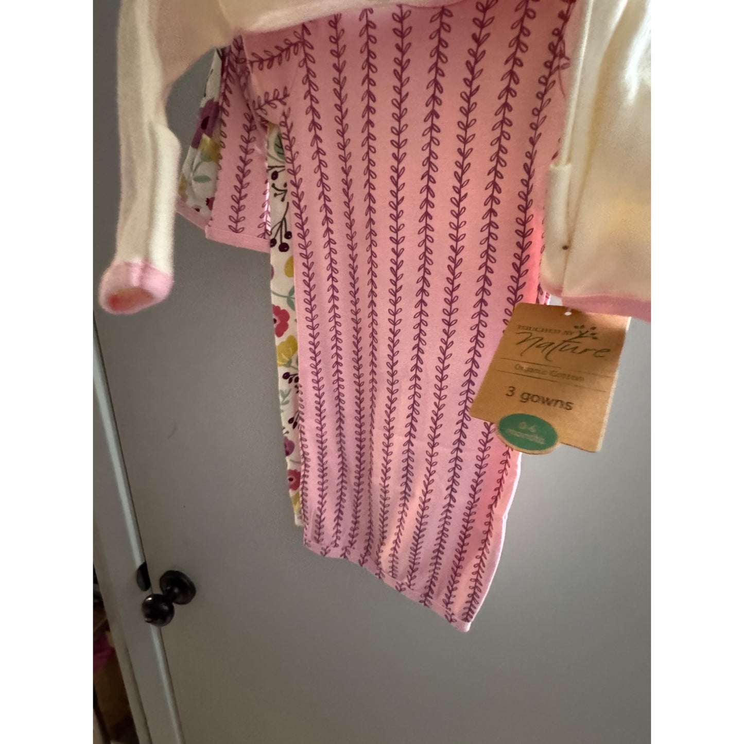 Touched By Nature Organic Cotton Baby Gowns 0-6 Months Set Of 3 Floral Print
