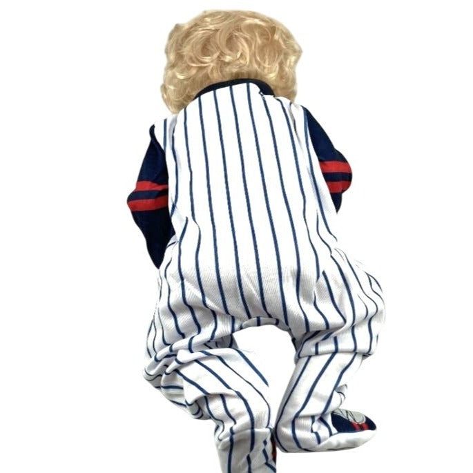 Reborn Baby Doll Baseball Outfit Blonde Hair Blue Eyes Realistic Newborn Look NWB