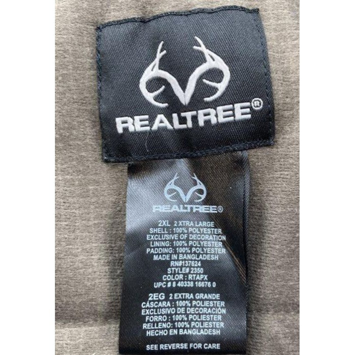 Men's Realtree APX Green/Brown Camouflage Hooded Jacket 2XL Full Zip Waterproof Design