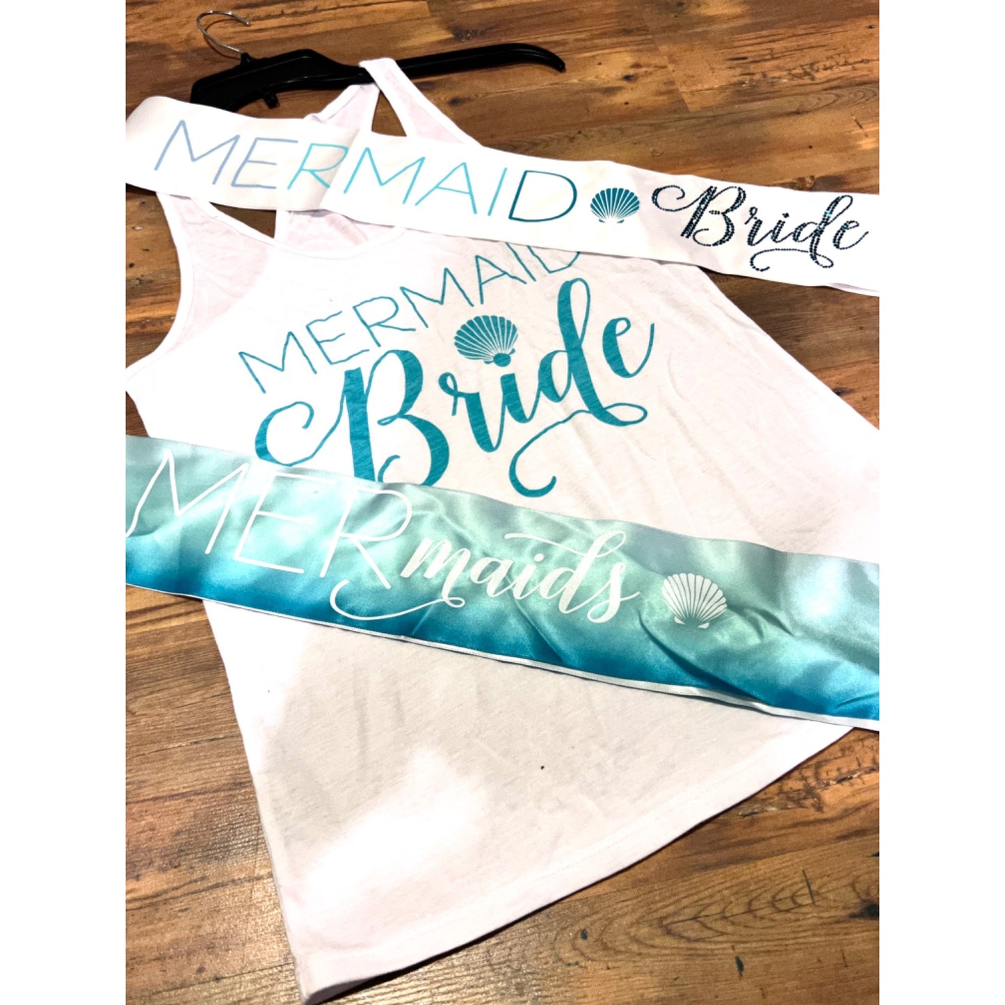 Mermaid Bridal Tank Top S/M Mermaid Bride * Mermaids* & Bride Sash Available *SOLD SEPERATELY*
