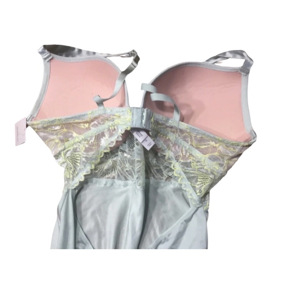 Auden Light Blue Lace Underwire Bodysuit Teddy XS NWT