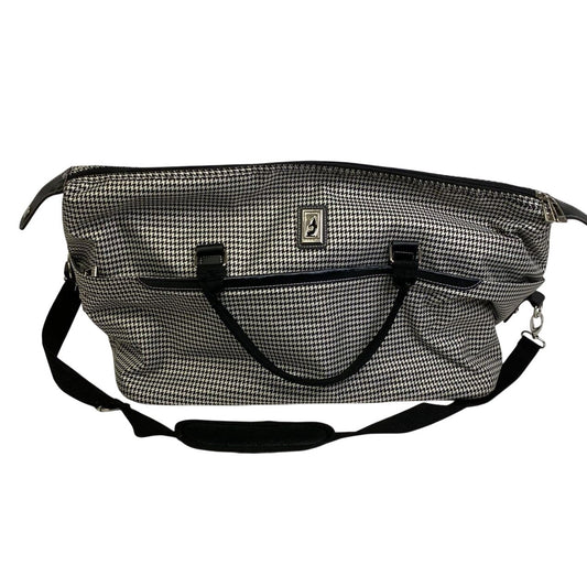 London Fog Houndstooth Weekender Travel Bag With Adjustable Shoulder Strap Durable Spacious Design