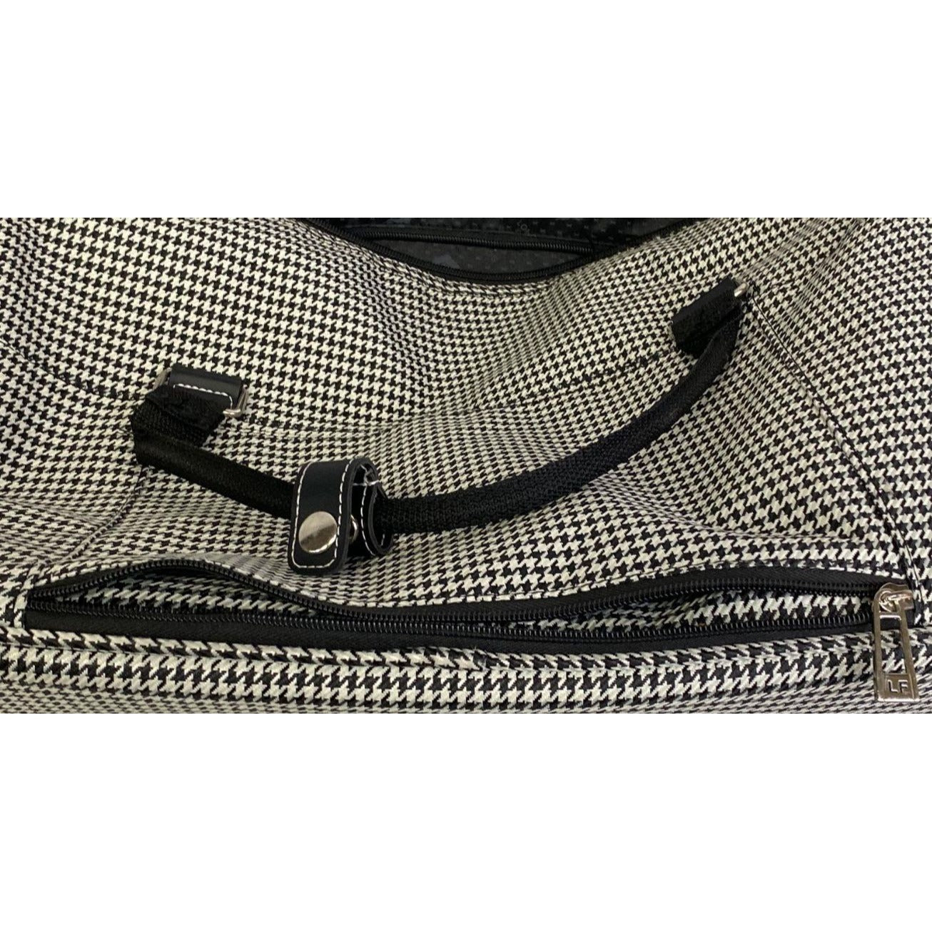 London Fog Houndstooth Weekender Travel Bag With Adjustable Shoulder Strap Durable Spacious Design