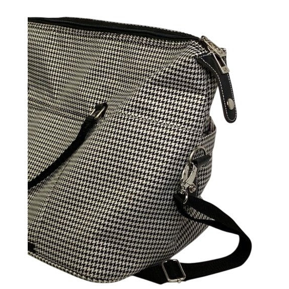 London Fog Houndstooth Weekender Travel Bag With Adjustable Shoulder Strap Durable Spacious Design