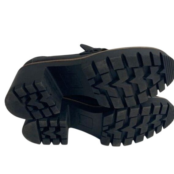 Dolce Vita Halona Black Chunky Loafers With Treaded Sole