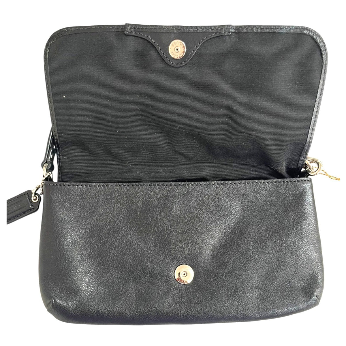 Coach Black Leather Clutch Purse With Card Holders & Removable Strap