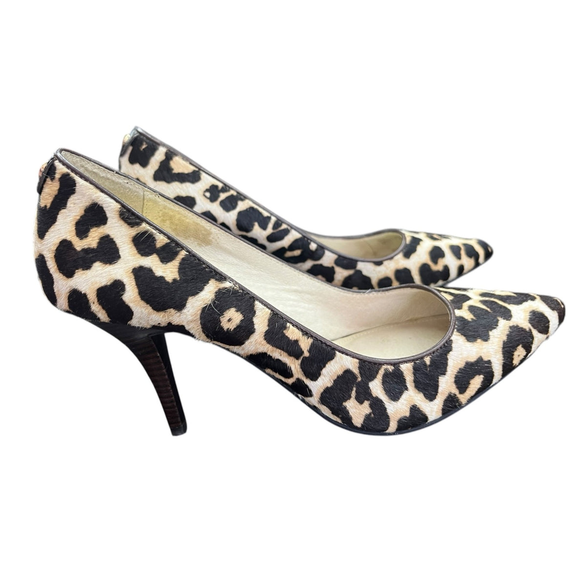 MICHAEL Michael Kors MK Flex Mid Pump Leopard Print Haircalf Heels Size 7