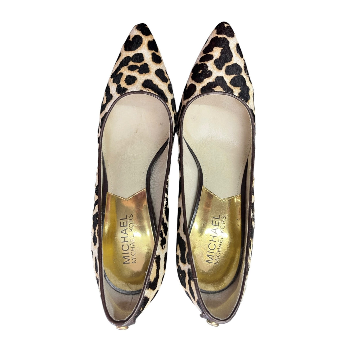 MICHAEL Michael Kors MK Flex Mid Pump Leopard Print Haircalf Heels Size 7