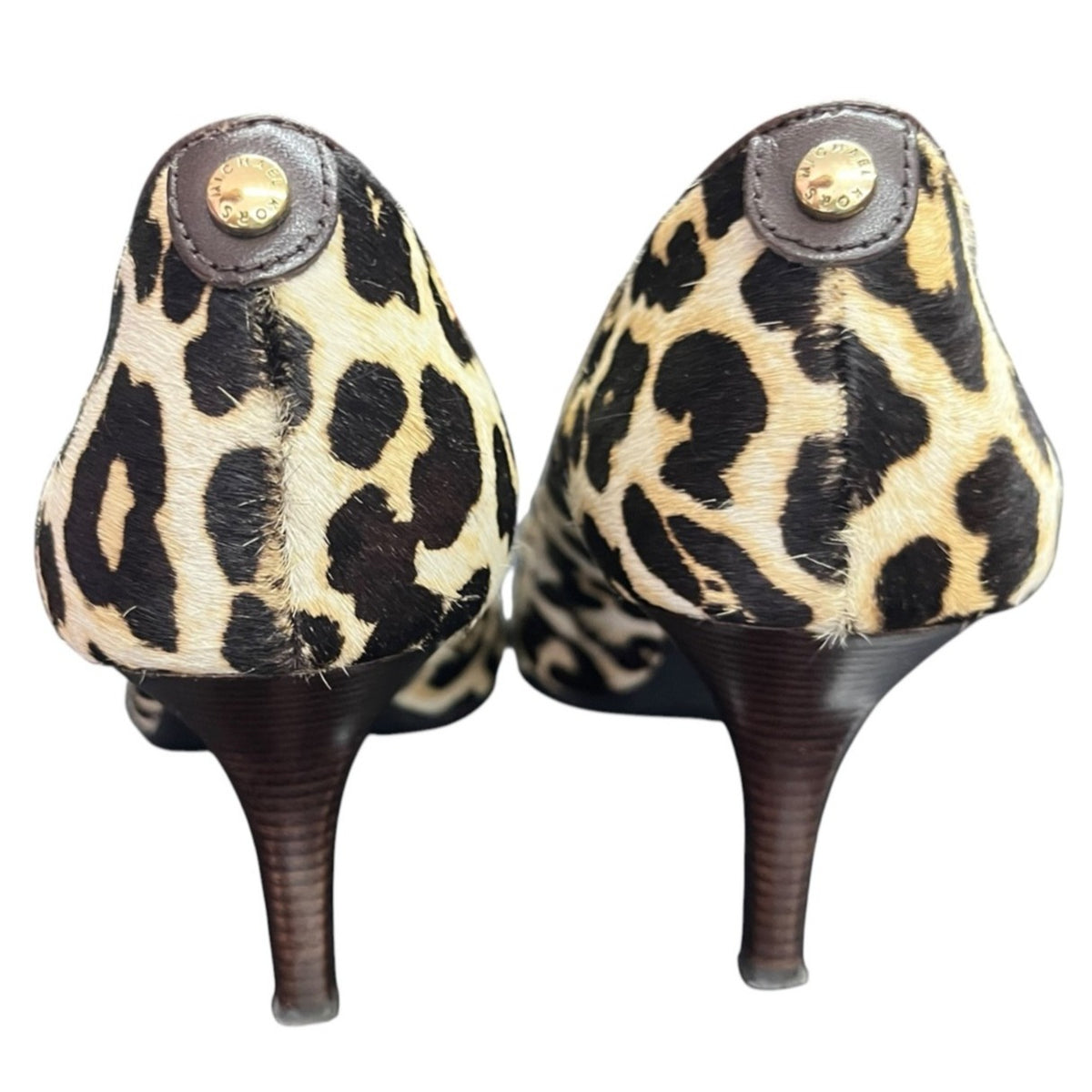 MICHAEL Michael Kors MK Flex Mid Pump Leopard Print Haircalf Heels Size 7