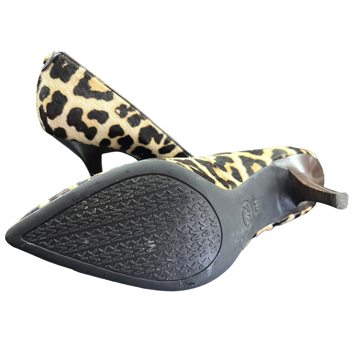 MICHAEL Michael Kors MK Flex Mid Pump Leopard Print Haircalf Heels Size 7