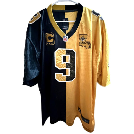 Nike NFL New Orleans Saints Drew Brees' #9 Jersey Gold & Black Size 56