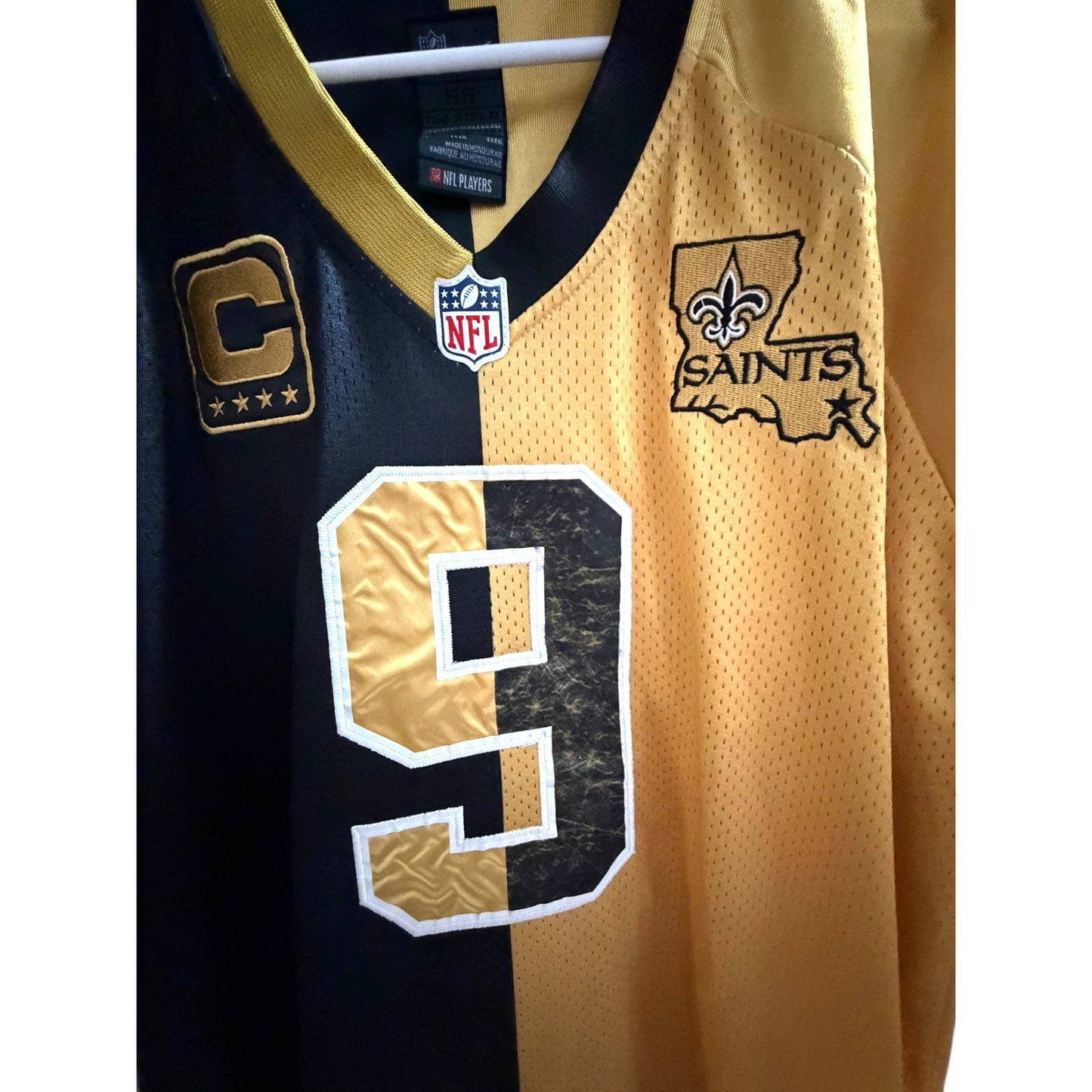 Nike NFL New Orleans Saints Drew Brees' #9 Jersey Gold & Black Size 56