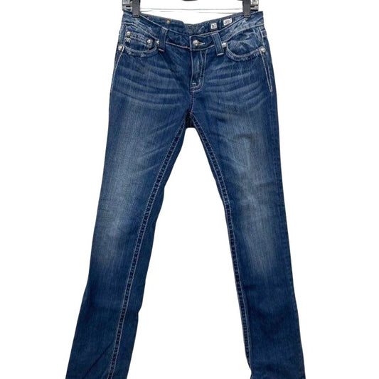 Miss Me Womens Mid-Rise Straight Leg Denim Jeans Size 31 W/ Embellished Angel Wing Back Pockets