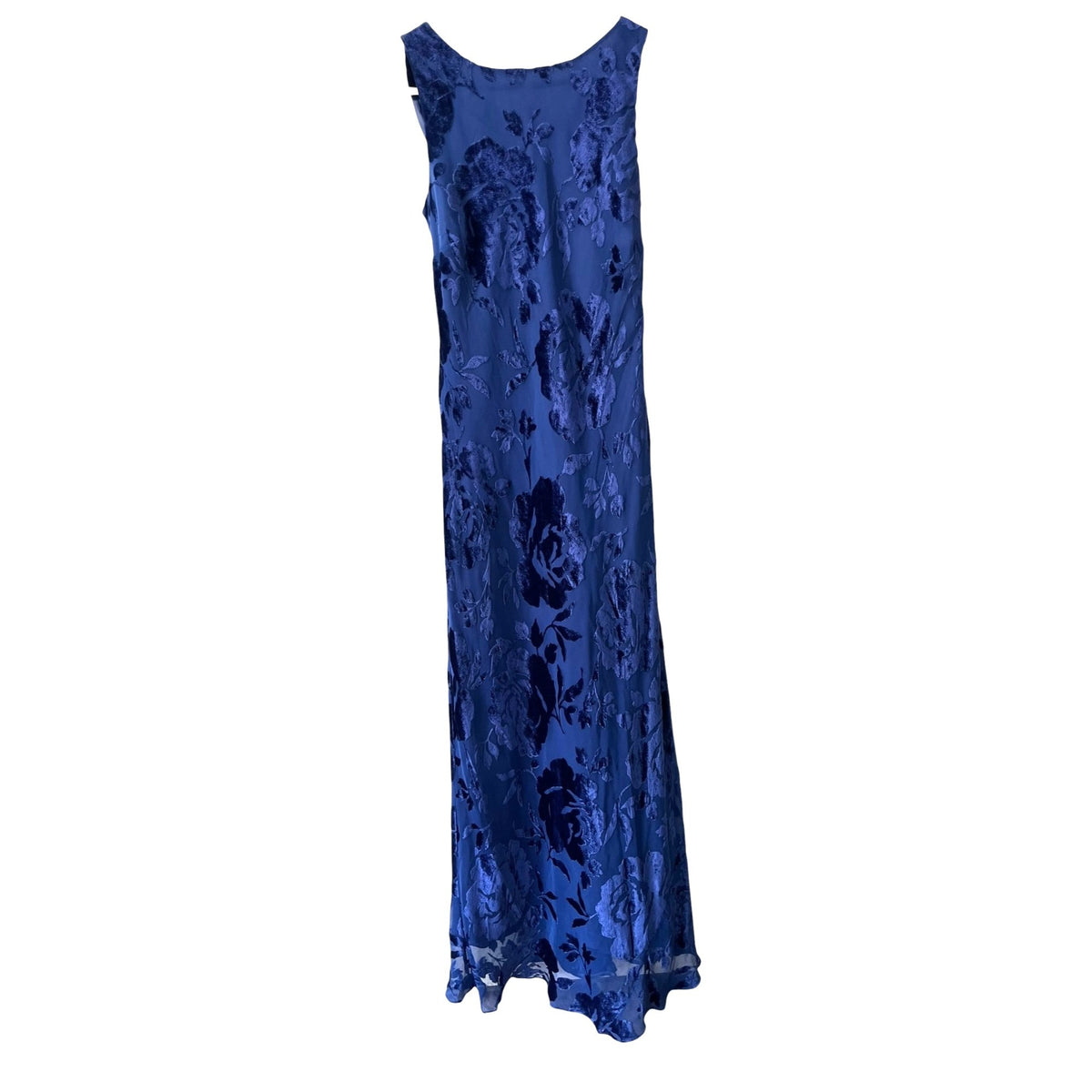 Chelsea Nites Floral Burnout Velvet Maxi Dress Blue Size 8