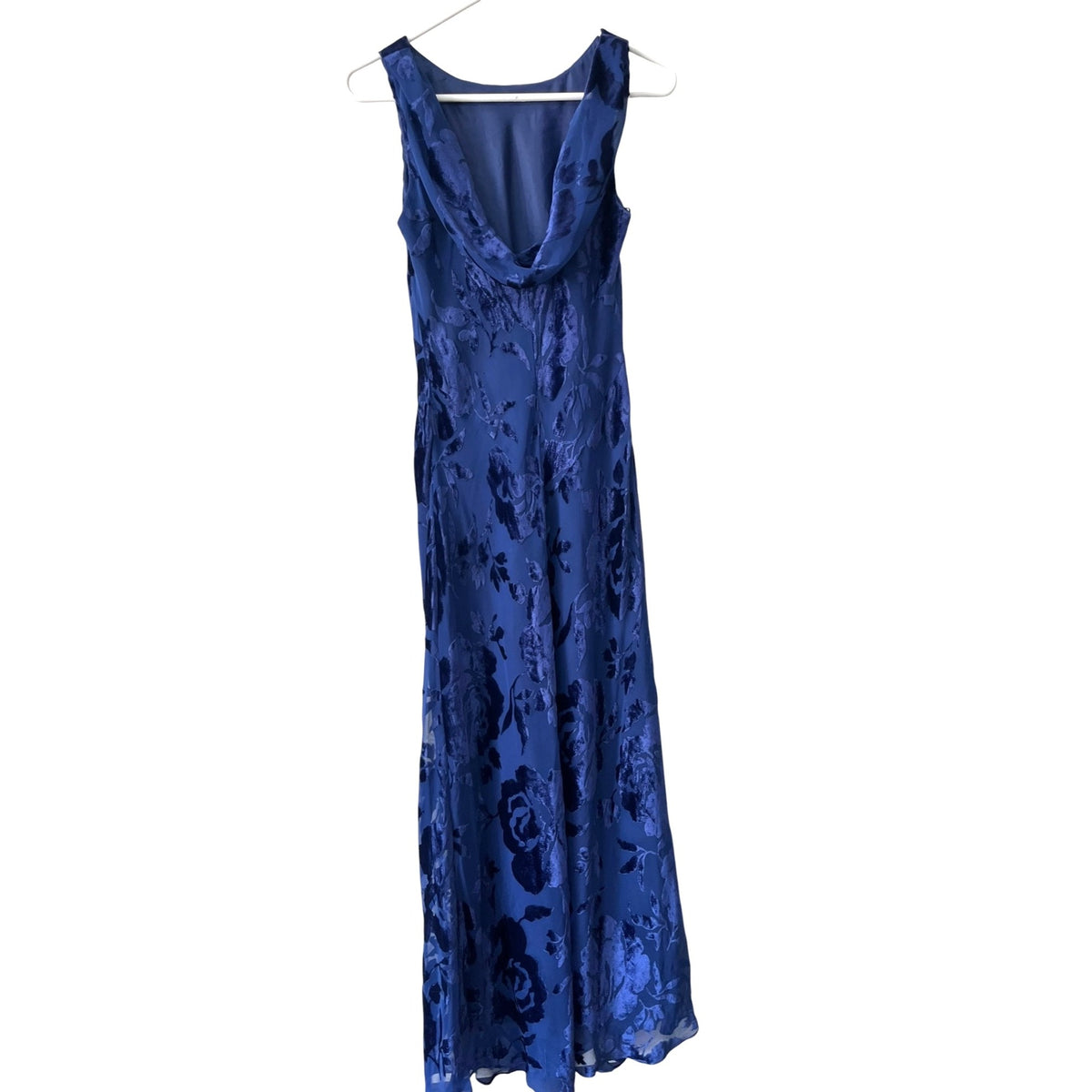 Chelsea Nites Floral Burnout Velvet Maxi Dress Blue Size 8