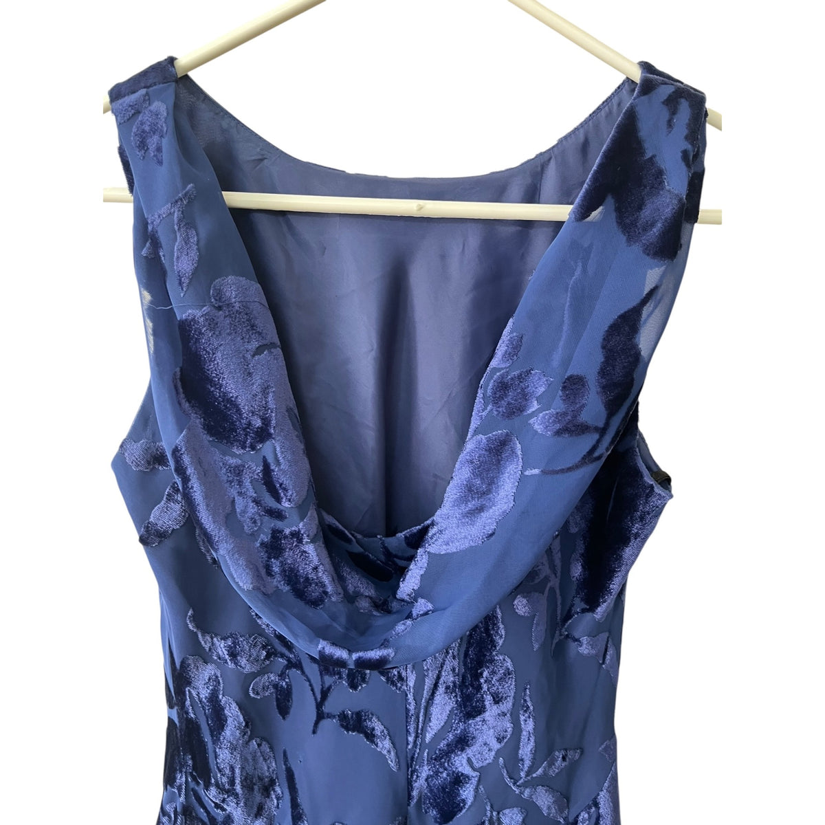 Chelsea Nites Floral Burnout Velvet Maxi Dress Blue Size 8